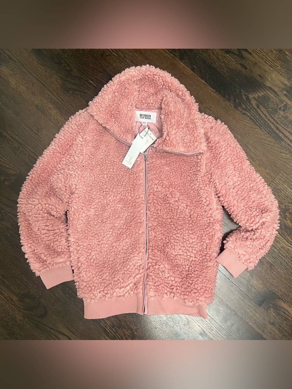 BB Dakota Steve Madden Rose Quartz Teddy Sherpa Jacket Pink XS NWT